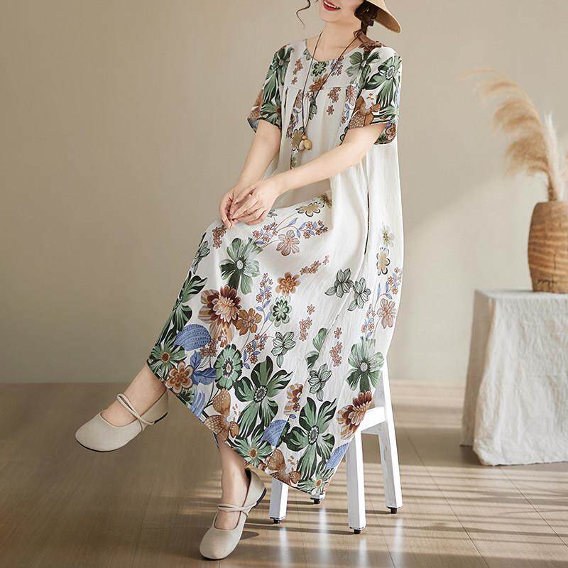 2026新款精致绝美棉绸睡裙夏季妈妈休闲居家服人造棉凉感睡衣外穿