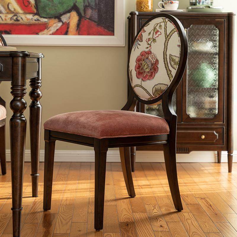 和年美家美式复古实木餐桌小户型艾美刺绣风餐椅书房靠背椅子书椅,住宅家具,餐椅,淘宝优惠券,粉丝福利购,淘宝优惠卷