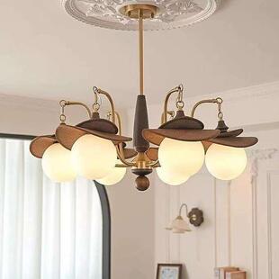 宋代美学客厅主灯中古风法式 复古大厅餐厅卧室灯实木护眼魔豆灯具