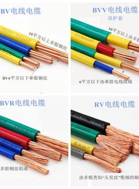 润达电线ZR阻燃BVV单2.5264m平方国标铜芯m家装单塑双股护套线100