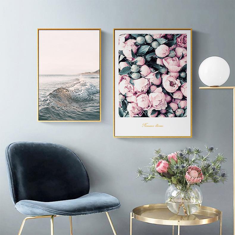 北欧风格客厅ins装饰画 花朵火烈鸟床头挂画餐厅三联壁画背景墙画