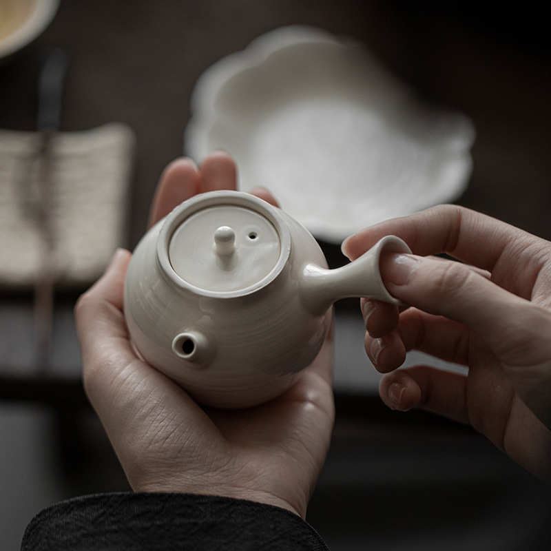 草木灰茶壶陶瓷泡茶简约复古风单壶家用小号冲茶器带过滤功夫茶具
