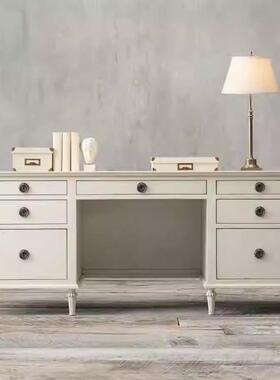 TQT美式实木桌书用书房家套装家组合儿童学具生书椅书柜写字台家