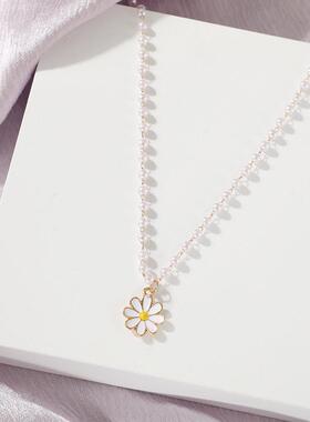 白色菊花锁骨项炼项炼