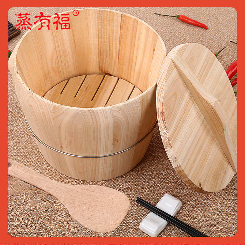 ≈杉木蒸饭木桶饭桶木制糯米饭厨房家用商用大小号蒸笼竹制传统