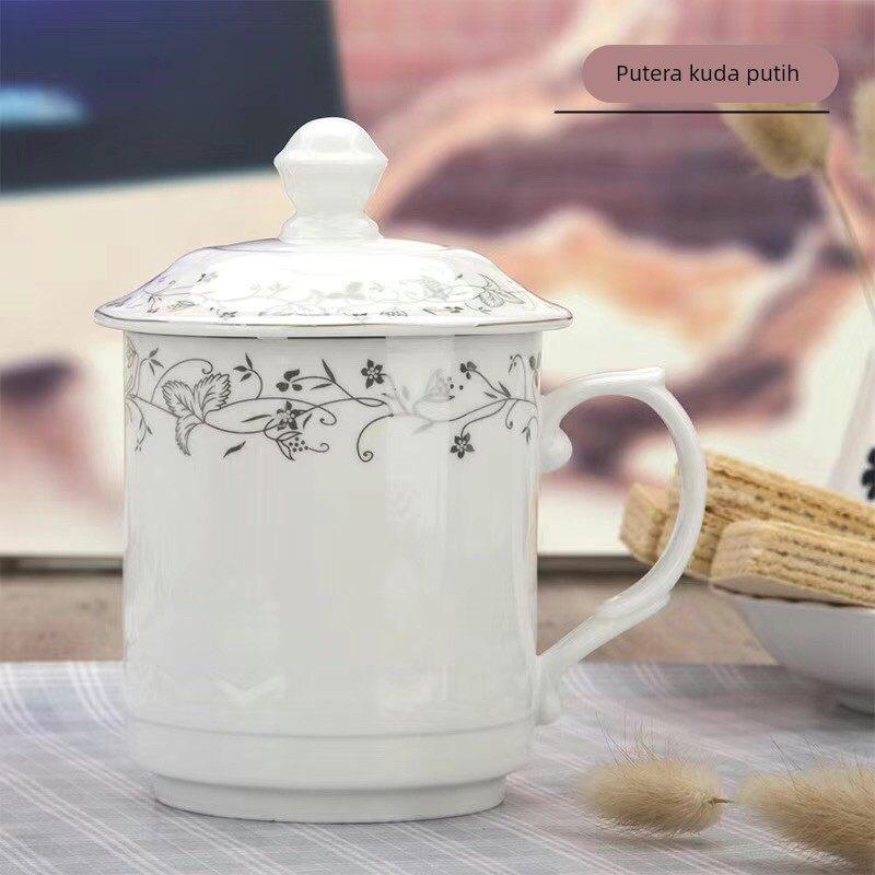 陶瓷大容量水杯马克杯带盖礼品杯办公杯茶杯骨瓷口杯情侣杯会议杯