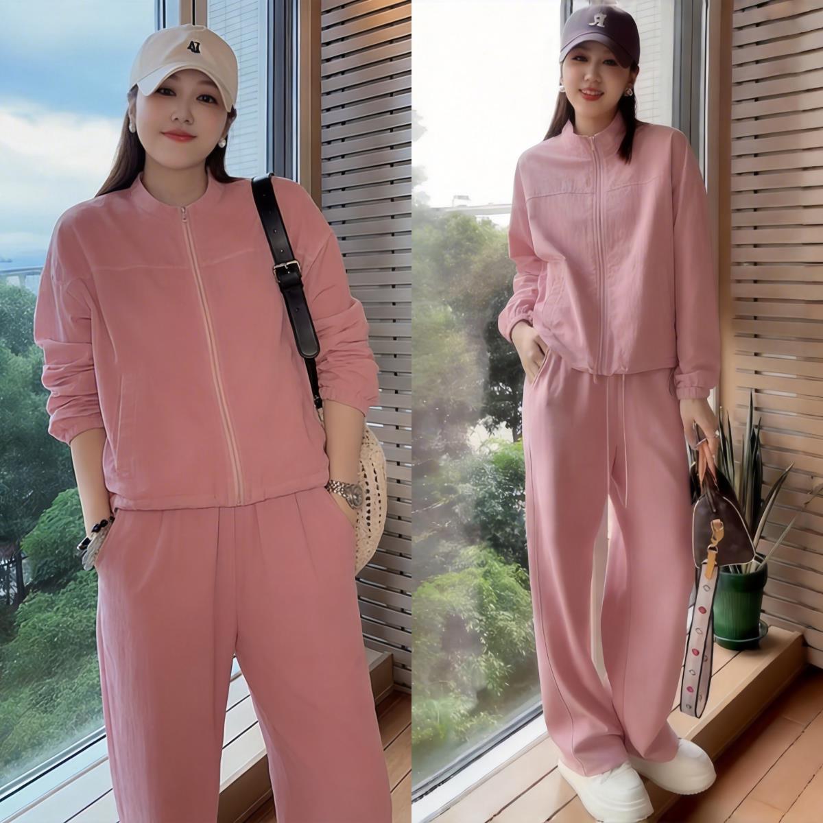 韩版老钱风棉麻套装女26春夏薄款休闲慵懒风圆领上衣阔腿裤两件套