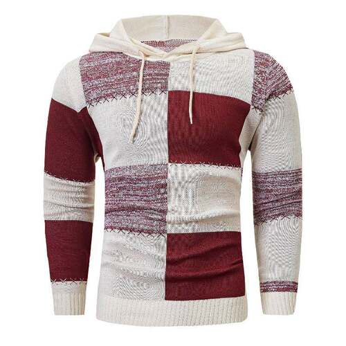 I 11270 Men's Hooded Knit Sweater 式连帽针织衫