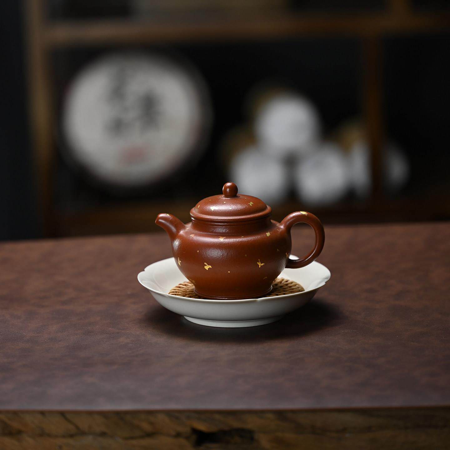 宜兴紫砂壶实用功夫泡茶壶茶具茶道原矿朱泥全手工洒金掇只190ML