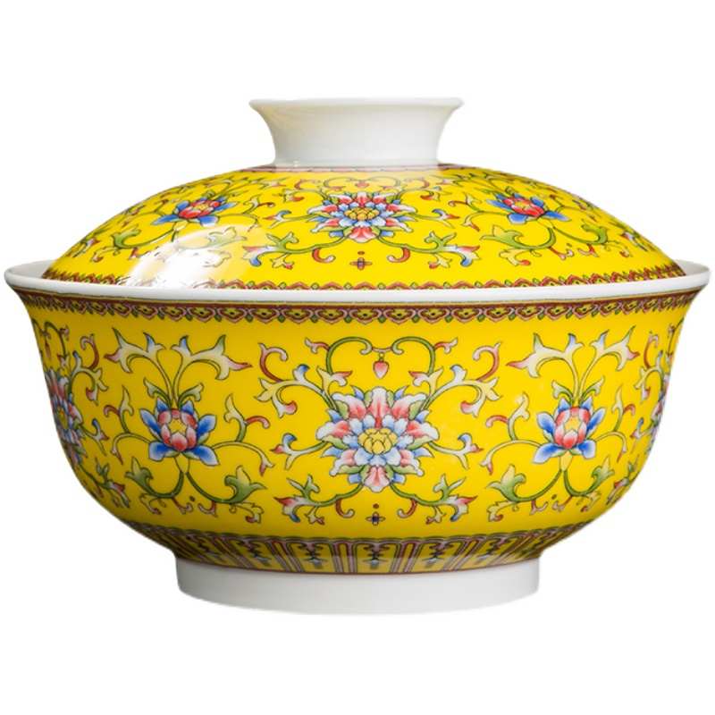 釉口菜盘子家用带盖菜盘汤碗面碗青花餐具套装景德镇微波炉和合器