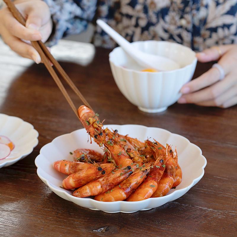 曼叙陶瓷早餐盘中式景德镇高温家用水饺圆盘草木灰盘子一人食餐具