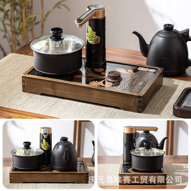 楠竹框茶炉办公桌茶水隐藏式小台镶嵌桌面客厅架简约现代架新烧水