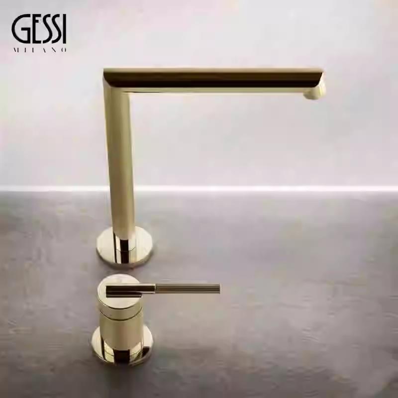 意大利Gessi面盆龙头岛台水龙头浴室台盆全铜两孔洗手盆单孔龙头