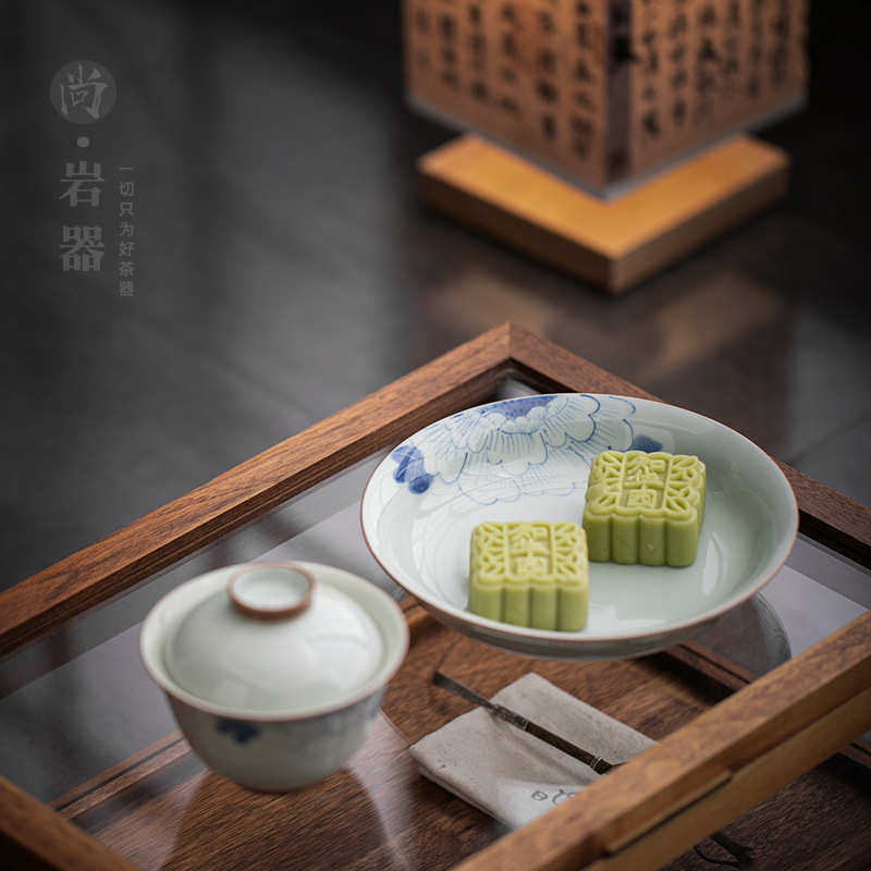 陶瓷手绘三才盖碗大号茶杯釉下彩不烫手敬茶杯家用功夫茶具泡茶碗,餐饮具,盖碗,淘宝优惠券,粉丝福利购,淘宝优惠卷