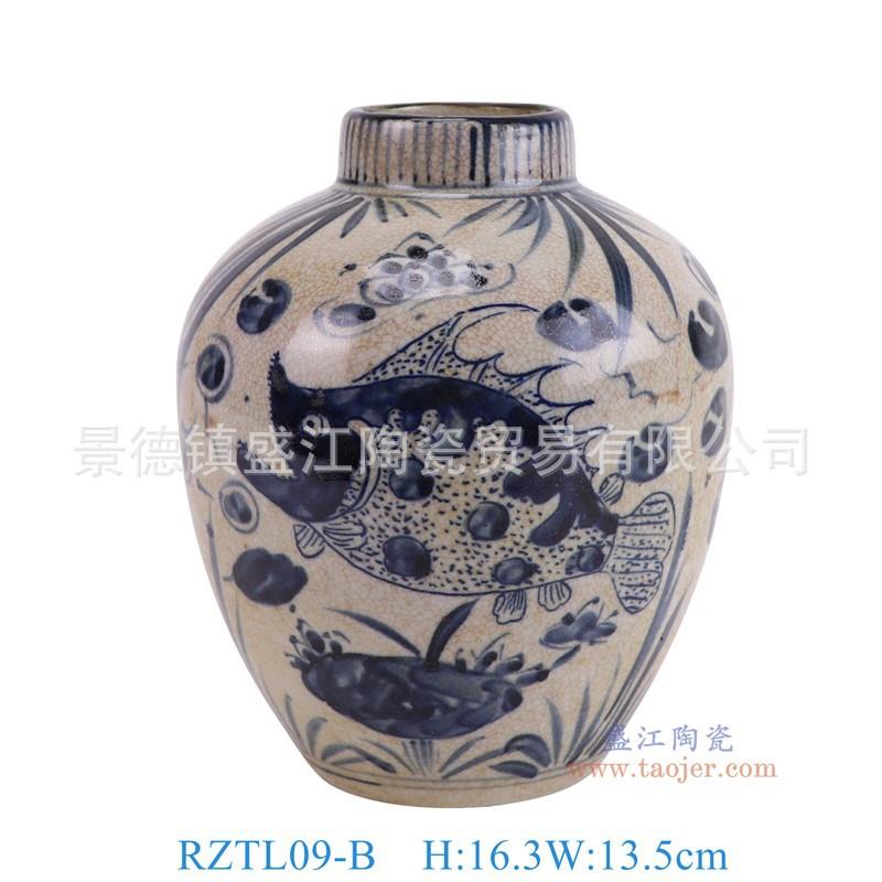 景德镇仿古手绘陶瓷罐子青花瓷花瓶复古裂纹釉釉里红花瓶装饰摆件