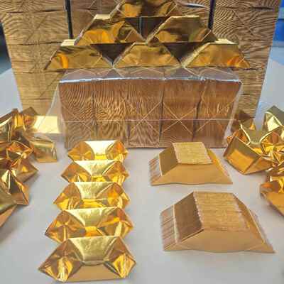 金元宝半成品手工折纸金纸锡箔纸精品切角元宝烧纸祭祀用品