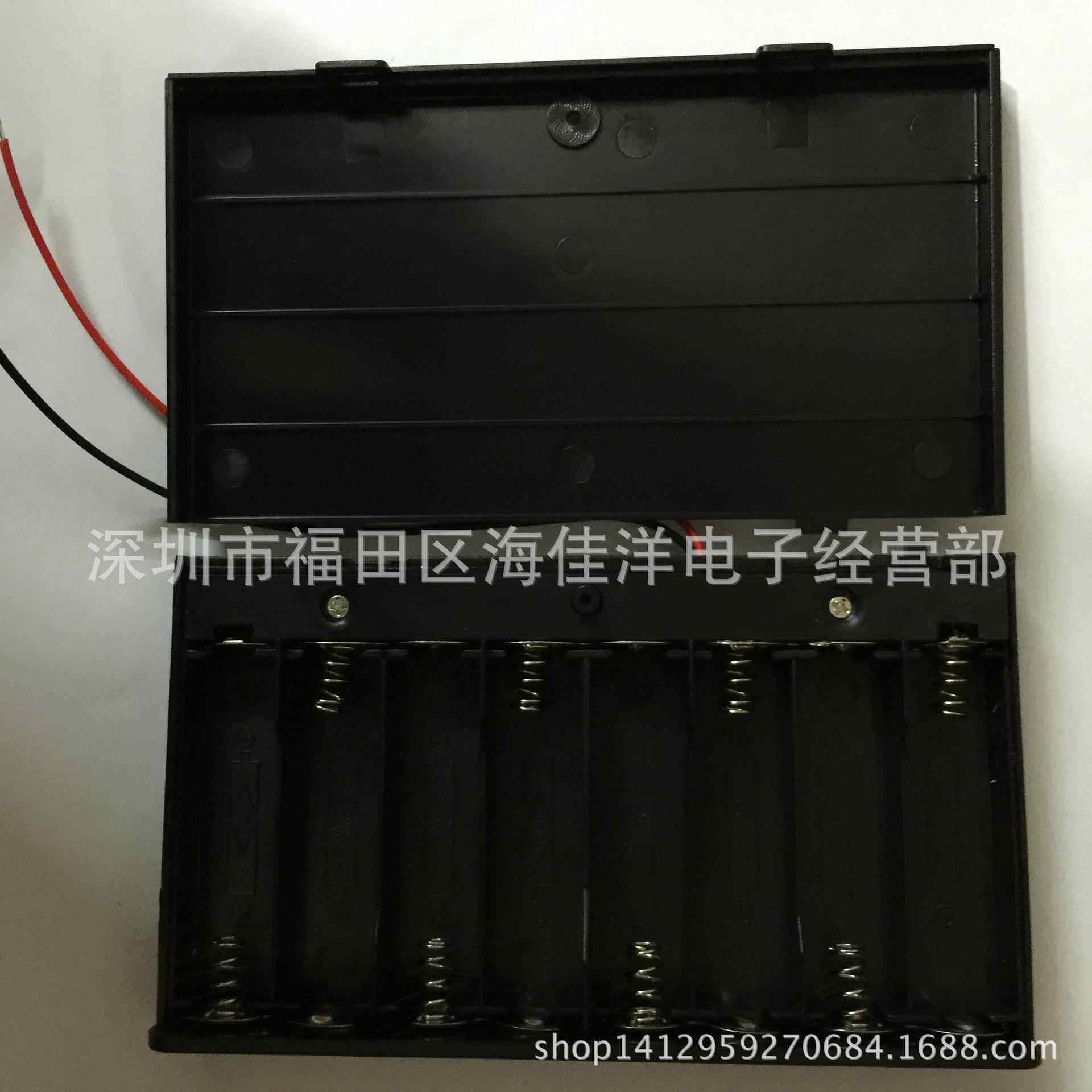 现货 5号8节带盖带开关红黑线电池盒 AA*8电池盒12v五号八节环保