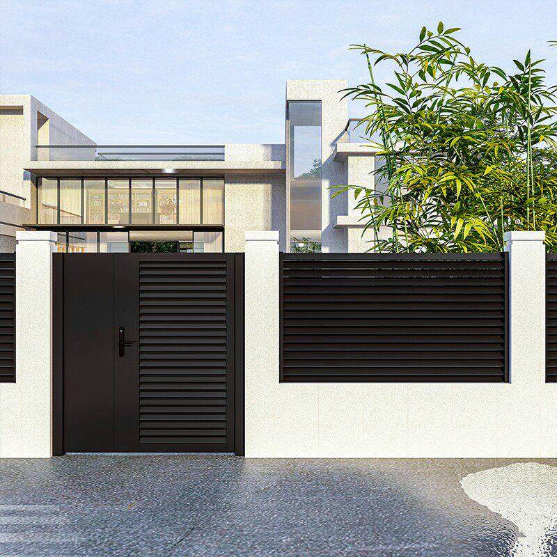 新款铝艺别墅大门现代风护栏农村自建房户外庭院门花园门百叶围栏