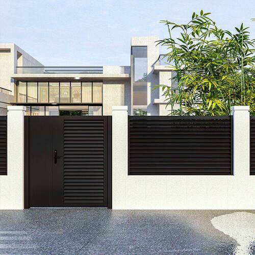 新款铝艺别墅大门现代风护栏农村自建房户外庭院门花园门百叶围栏