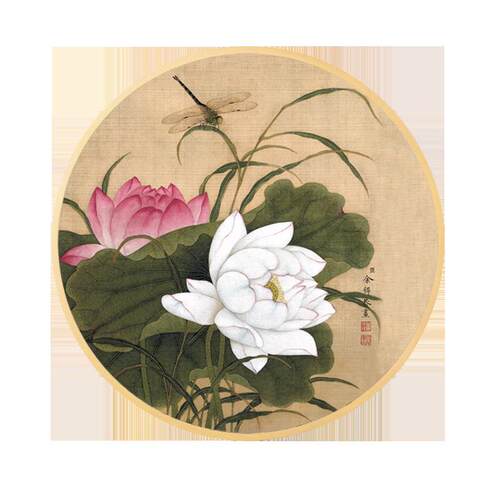 新中式圆框荷塘月色中国风装饰画客厅背景墙禅意茶室走廊壁画玄关