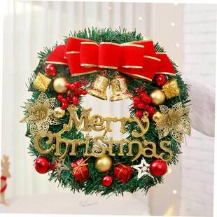 圣诞带灯花环节日装饰用品滕条道具Christmas wreath with lights