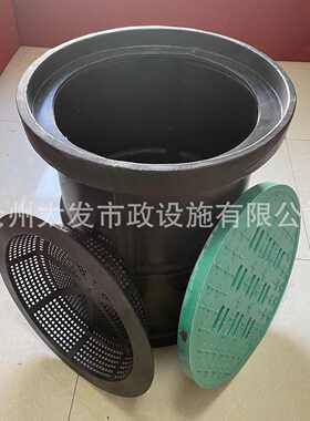 塑胶成品雨水渗透井 黑色方口注塑溢流井 公园圆口集水截污检查井