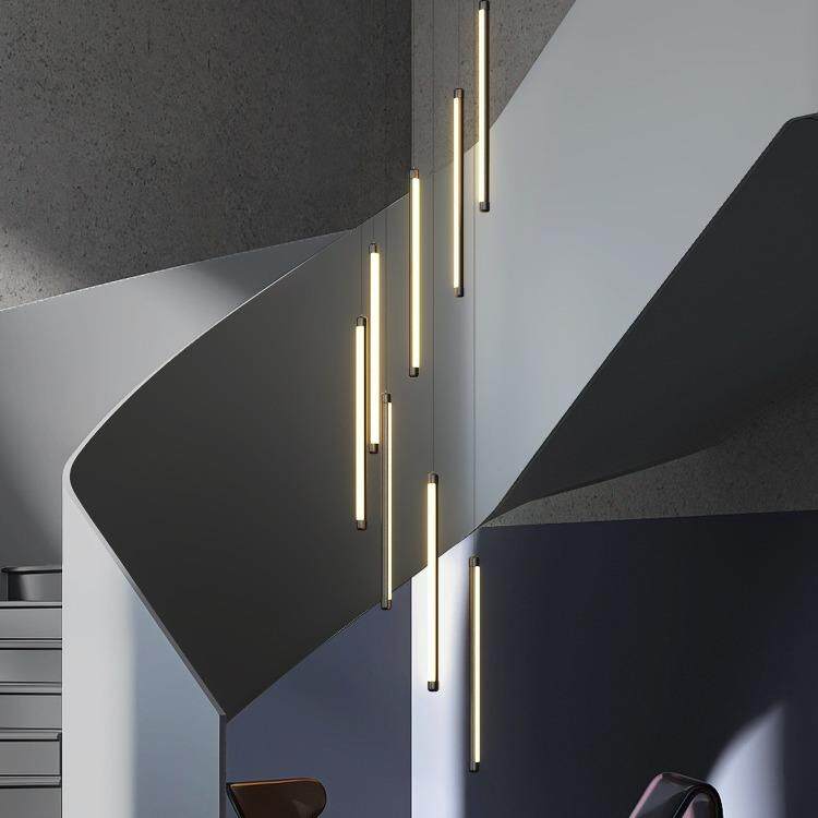 楼梯吊灯现代简约大气家用复式楼客厅loft极简公寓别墅旋转中空灯