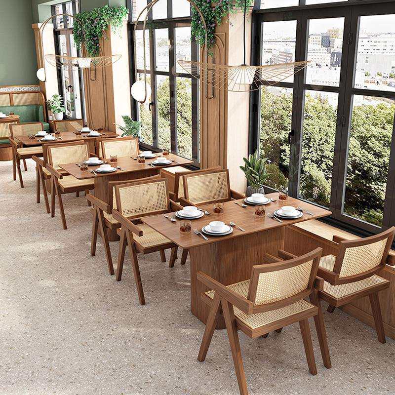 美式咖啡厅奶茶店扶手桌椅组合音乐餐厅西餐厅料理店靠墙卡座沙发