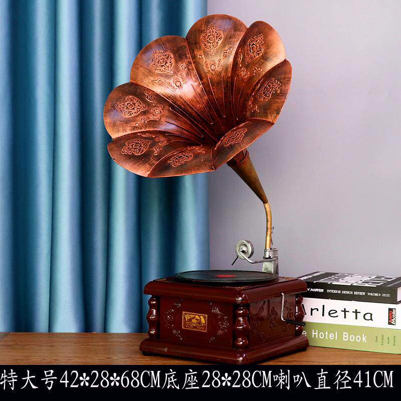 正品复古老式留声影机模型摆件黑胶唱机家居客软片装饰摄道具厅装