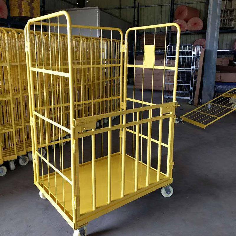 折叠式物流台车转运工厂仓库网格移动周转快递装卸笼车手推物料