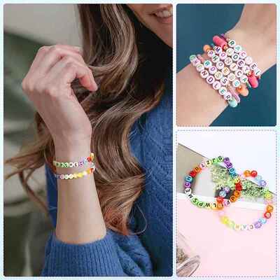 200pcs Letters Acrylic Beads Number Alphabet Star Heart Roun