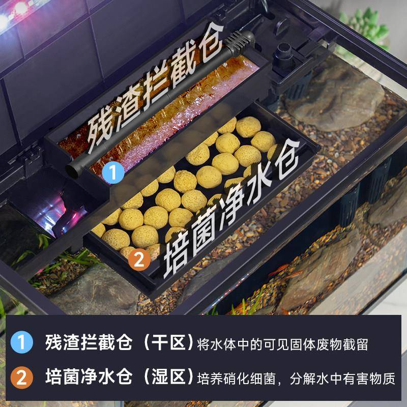鱼多过超乐鱼缸桌面滤制氧All自循环客厅HD家用白免换水水族箱