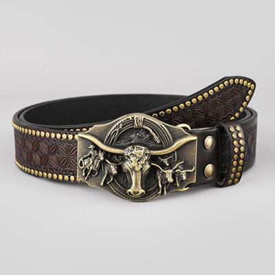 Western cowboy belt, cow head harness trend 西部牛仔皮带牛头