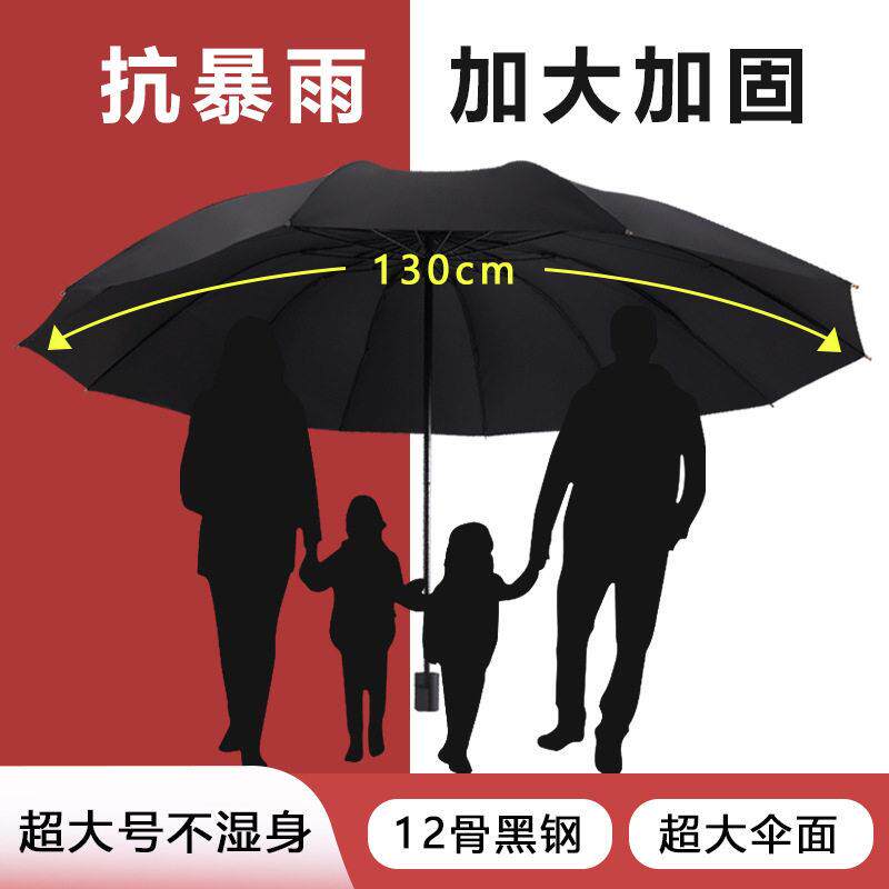 雨伞超大3-5人加大加厚加固抗风暴雨折叠手动双人超大号晴雨伞