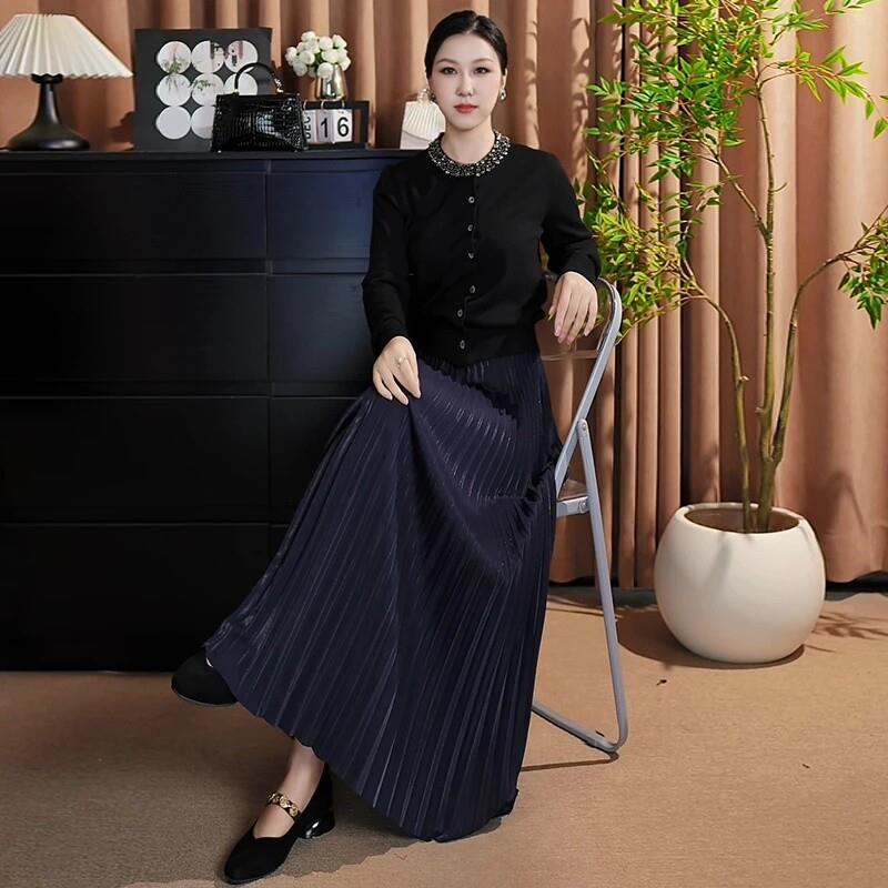 高级巨好看小个子高腰半身裙女2026春秋季垂坠感显瘦大裙摆百褶裙