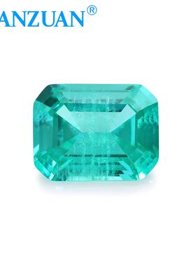 帕拉伊巴色人造钇铝石榴石长方倒角祖母绿切工带棉絮人工实验室培