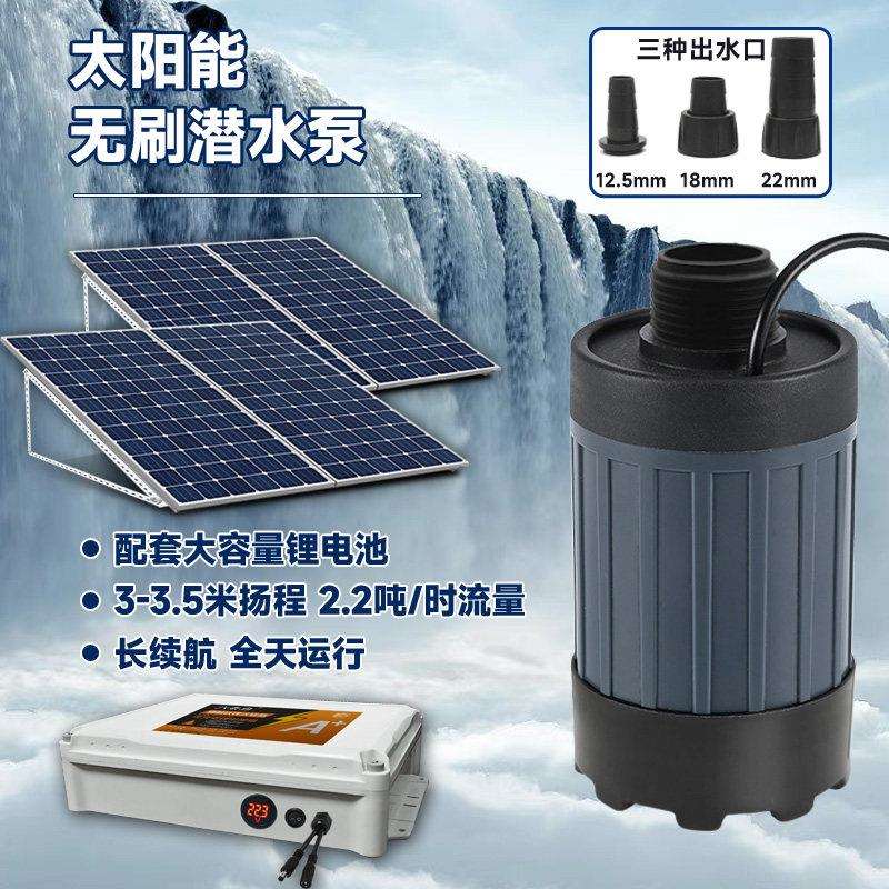太阳能锂电池水泵24伏无刷泵抽水泵园林鱼池渔业造景高流量潜水泵