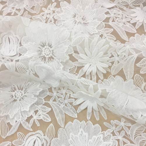 欧根纱3d立绣花面料水溶蕾丝服装服饰辅料手工DIY120CM花边布料
