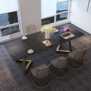 岩板会议桌长桌椅组合现代简约长方形办公桌工作台轻奢会客洽谈桌