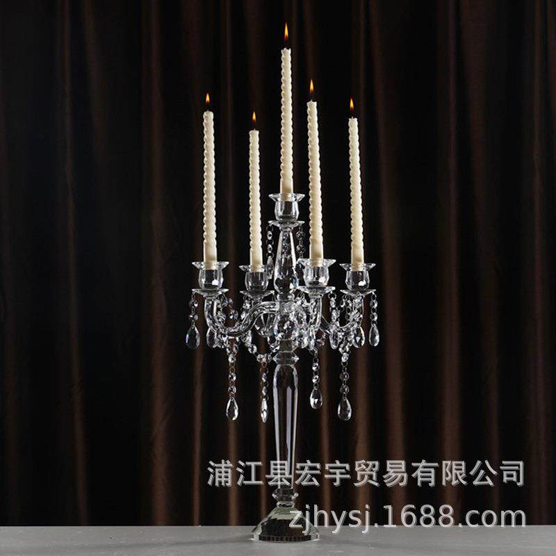 欧式烛台婚庆婚礼道具九头水晶l蜡烛台西餐厅装饰路引摆件软装