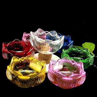 缘益坊小时酥油灯灯座七彩莲花蜡烛台摆件礼佛供奉小时供佛烛台