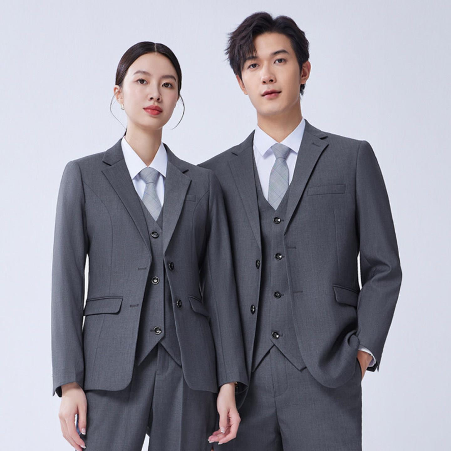新版中信行服西装外套灰色西服套装工作服职业装中信银行柜员工装