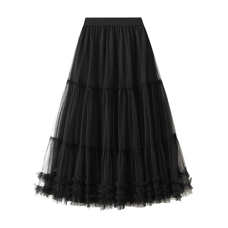 skirt mesh long waist high skirt tulle fairy fluffy swing