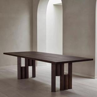 意式极简实木餐桌原木大板洽谈桌接待桌创意茶桌现代设计师工作台