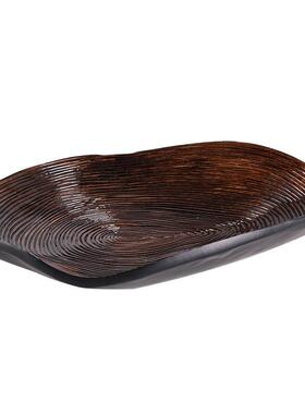 创意不规则纳仿木纹装饰水果盘高级居感家摆件年轮收托盘IJN装软