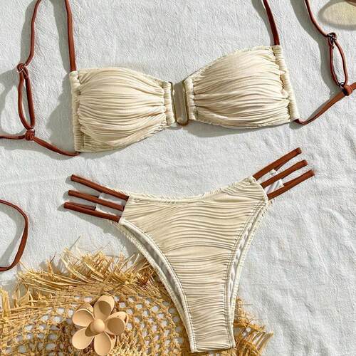Women'S Two-Piece Plain Color Metal Decor, Fashion Trendy