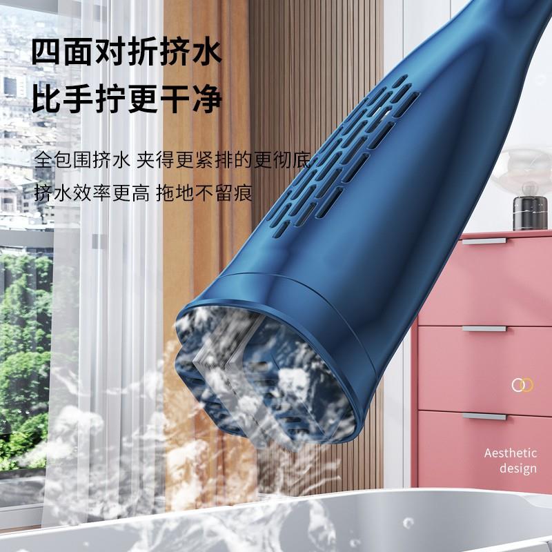 新款直销胶棉拖把伸缩杆家用免手洗懒人干湿两用海绵拖四面挤水