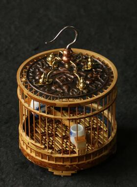 精品名家尤卫国纯手工精工制作方形老玉竹蝈蝈笼圆形玉竹鸣虫笼子