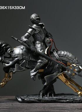 正品欧洲覆骑士摆件电柜酒甲柜办公室装视饰罗马盔士兵古模型家居