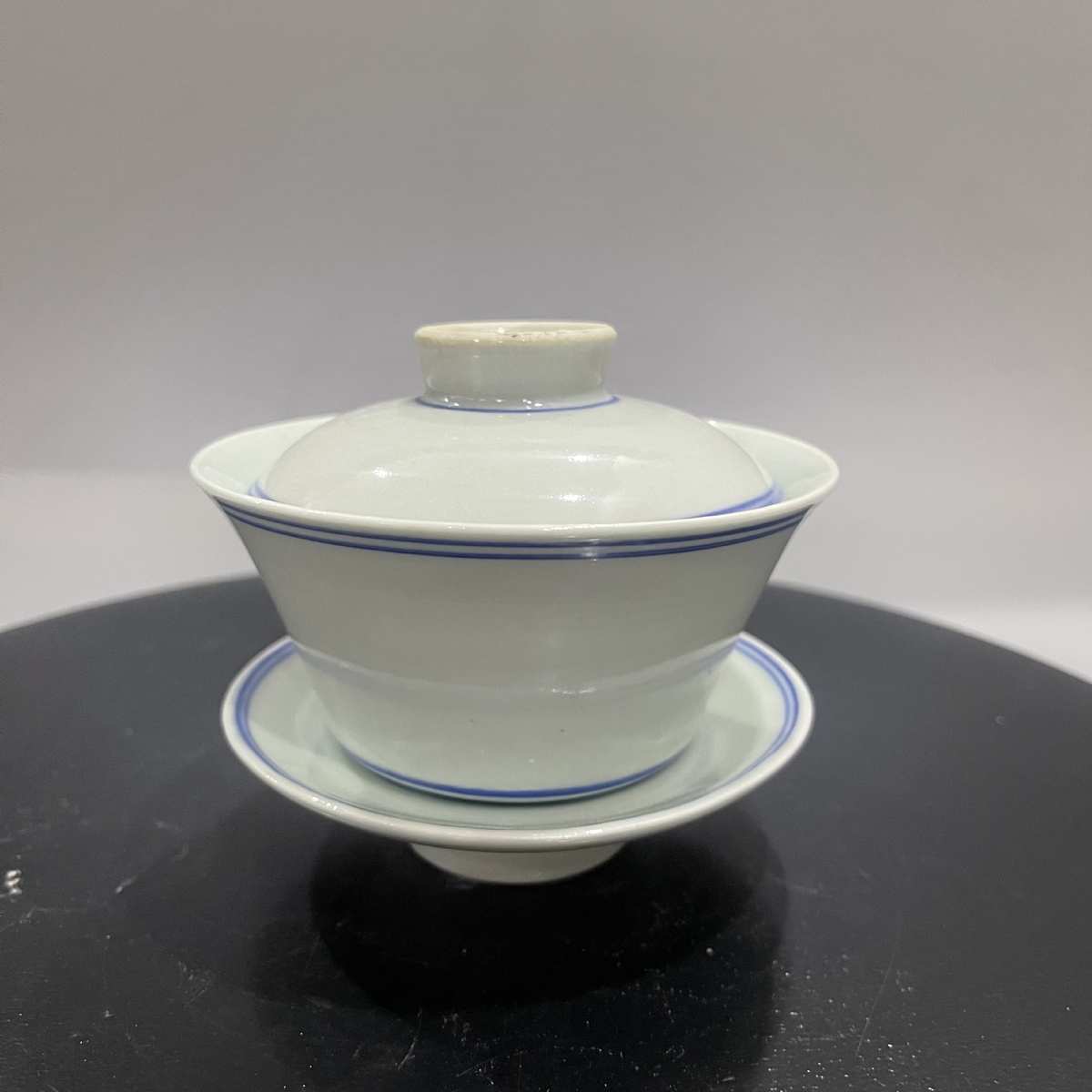 色釉盖碗单白瓷货茶具三才年代80厂手绘泡茶器全手工功夫茶景德镇